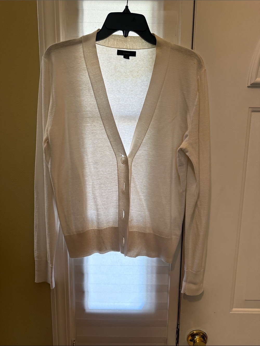 J. Crew Cream V-Neck Button Cardigan